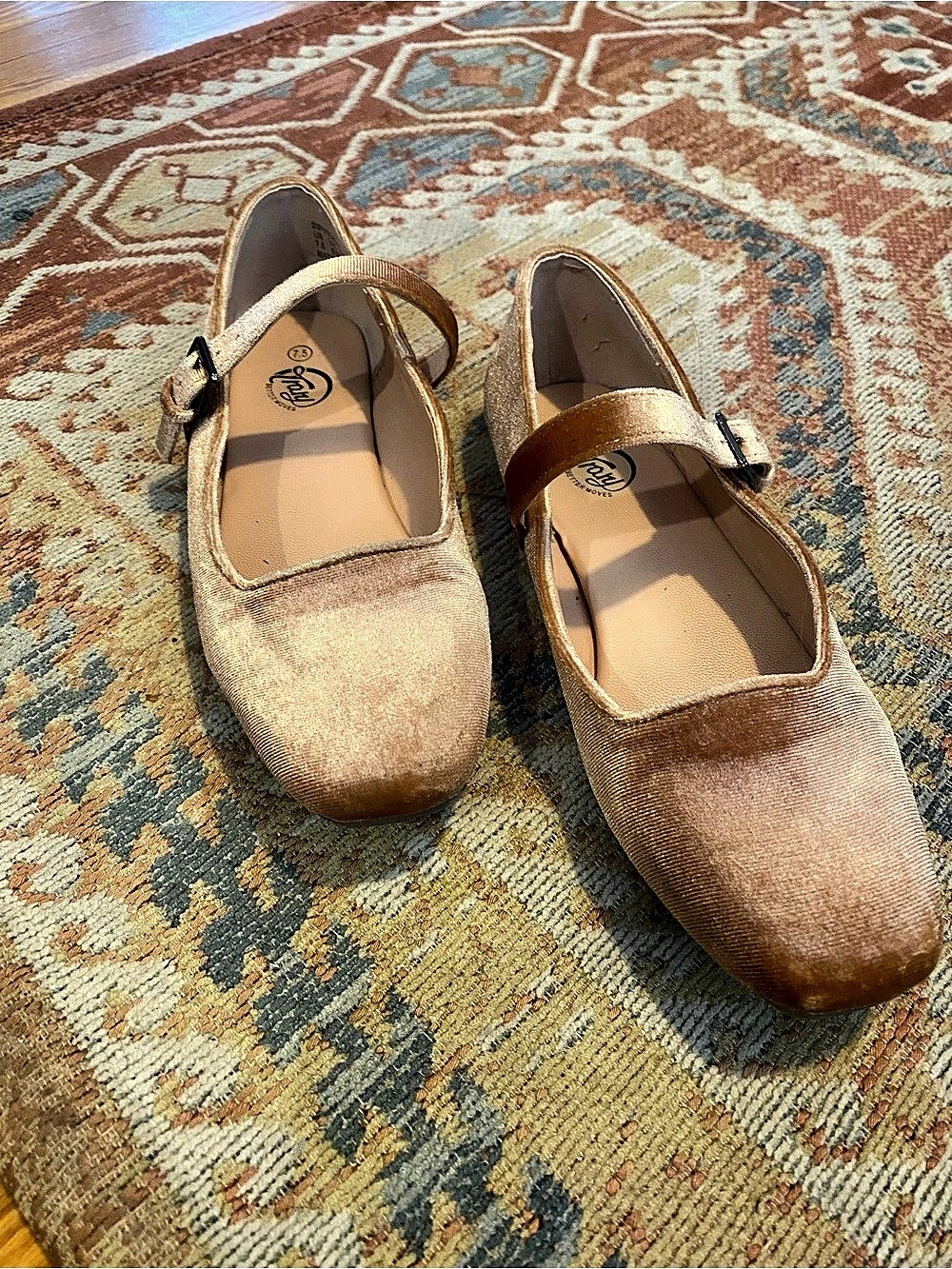 Velvet Mary Jane Flats